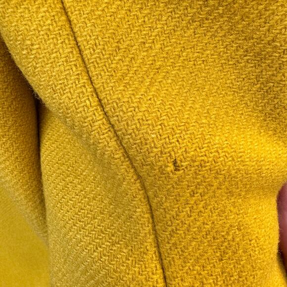 Vintage Yellow Wool Coat 1960s Mod Waist Tab Lined Swing S Mid Century 34” Bust - Picture 13 of 16